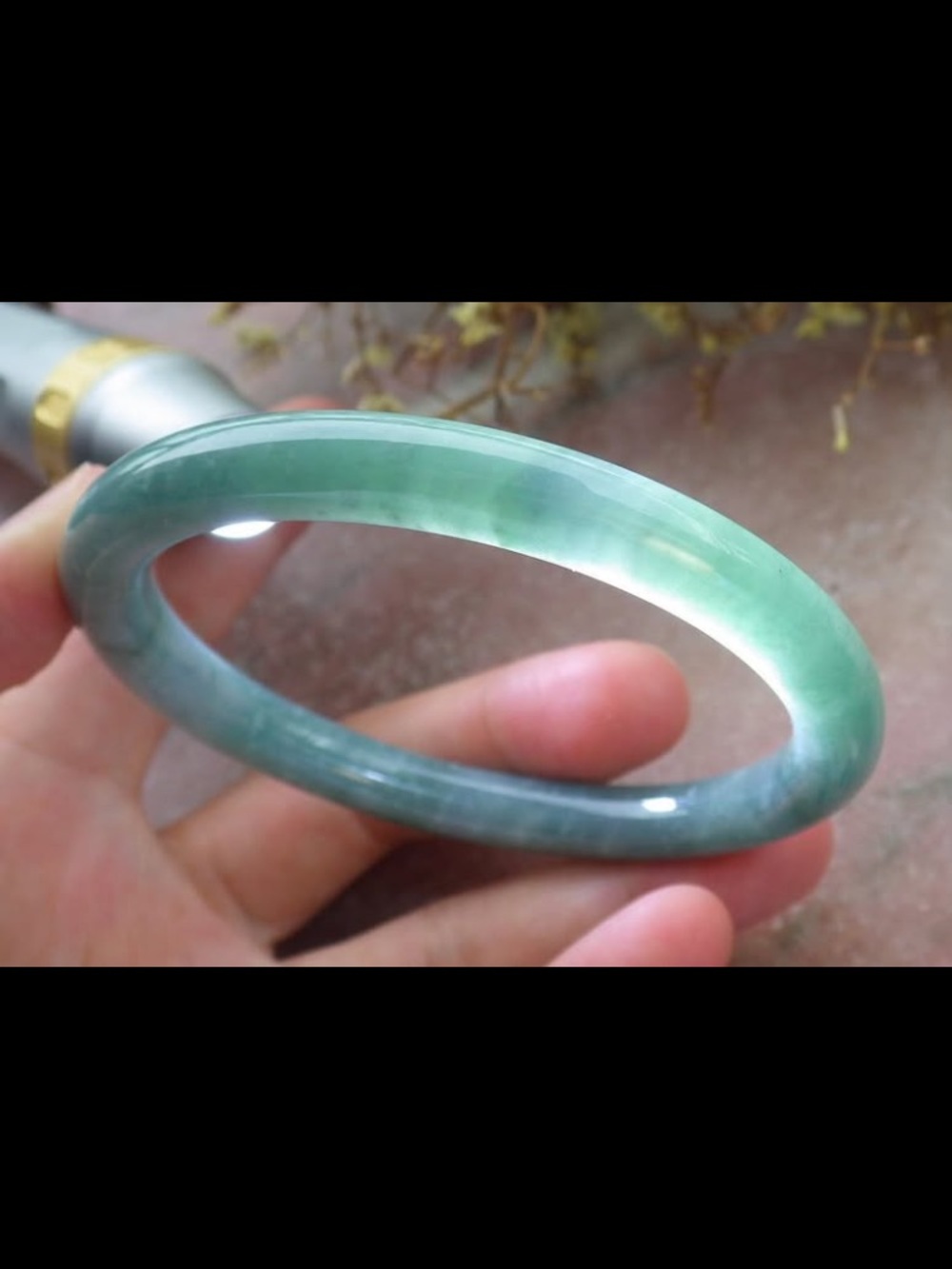 Good fortune Certificate Jadeite Green jade Bangle Bracelet 60mm 7.25inches